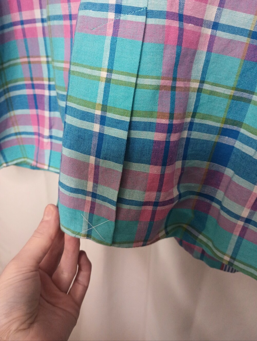 Talbots Womens Madras Plaid Linen Blazer 16W 3/4 Sleeve Preppy Colorful Summer - Picture 4 of 9